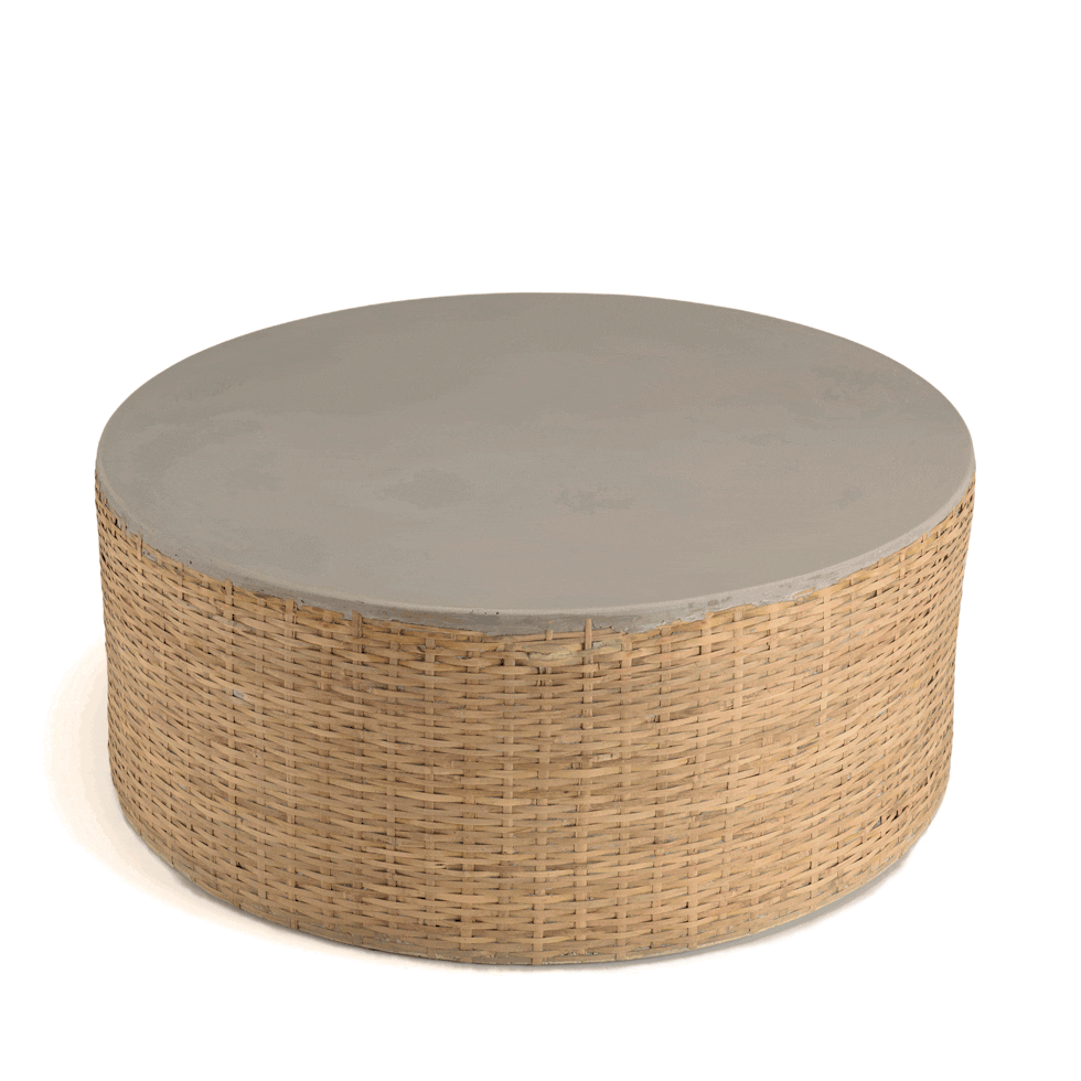 Table basse ronde de jardin bambou et béton 80 cm HERCULE | Tables ...
