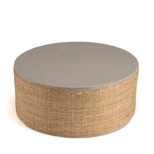 Table basse ronde de jardin bambou et béton 80 cm HERCULE