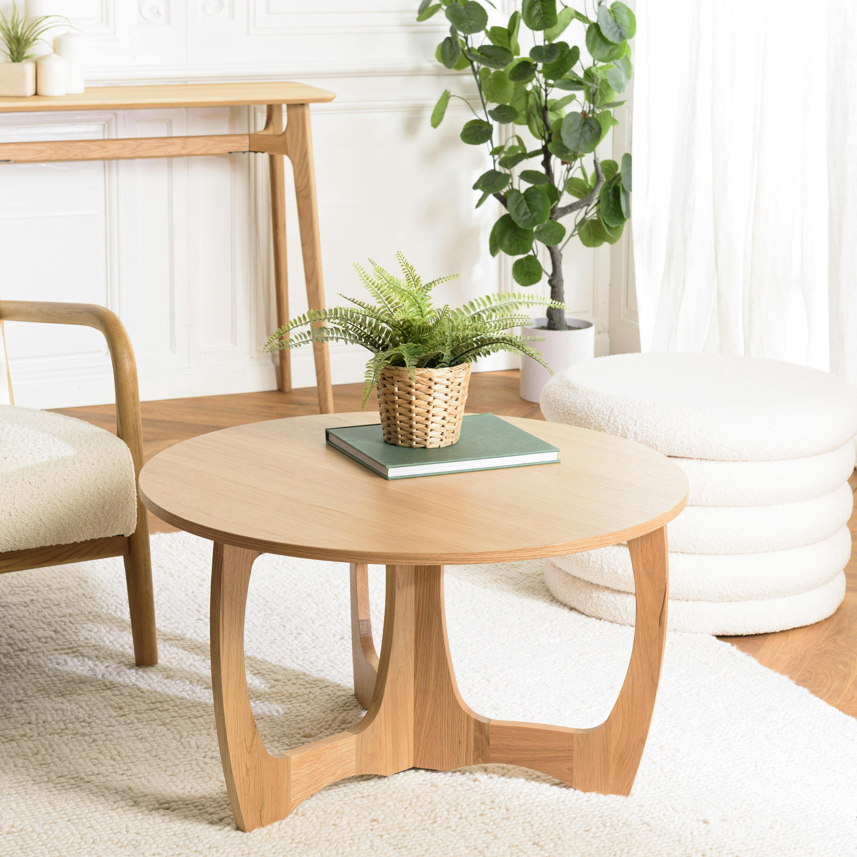 Table basse ronde design couleur bois naturel AMSTERDAM