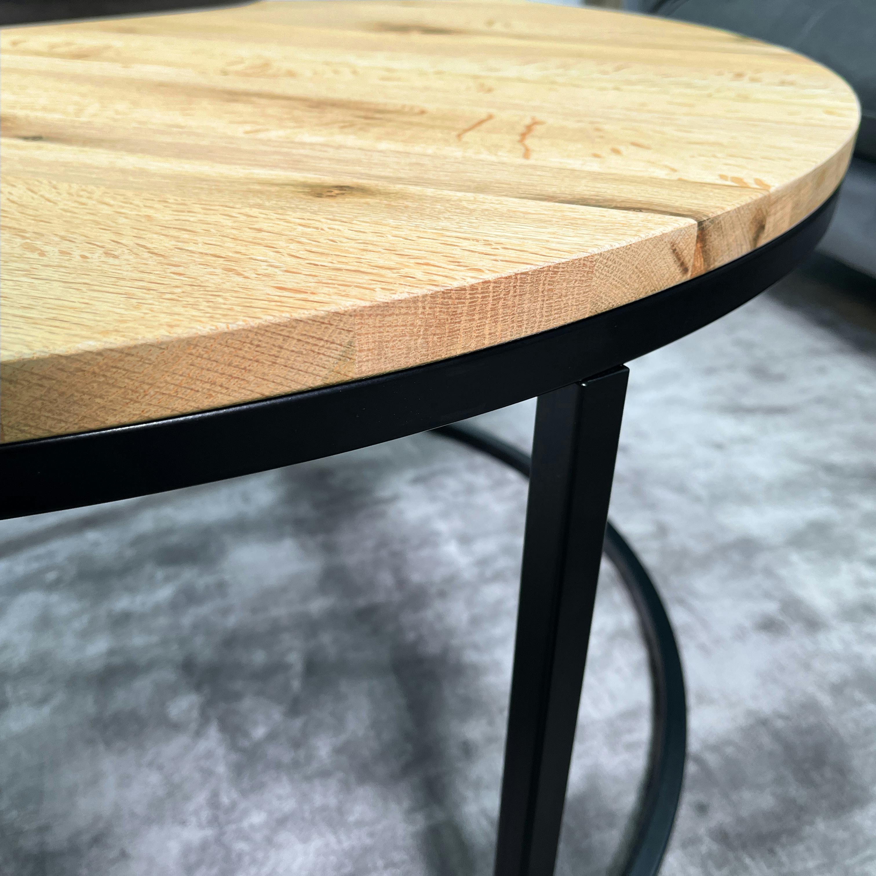 Table basse ronde diamètre 90 cm en chêne huilé PALERME