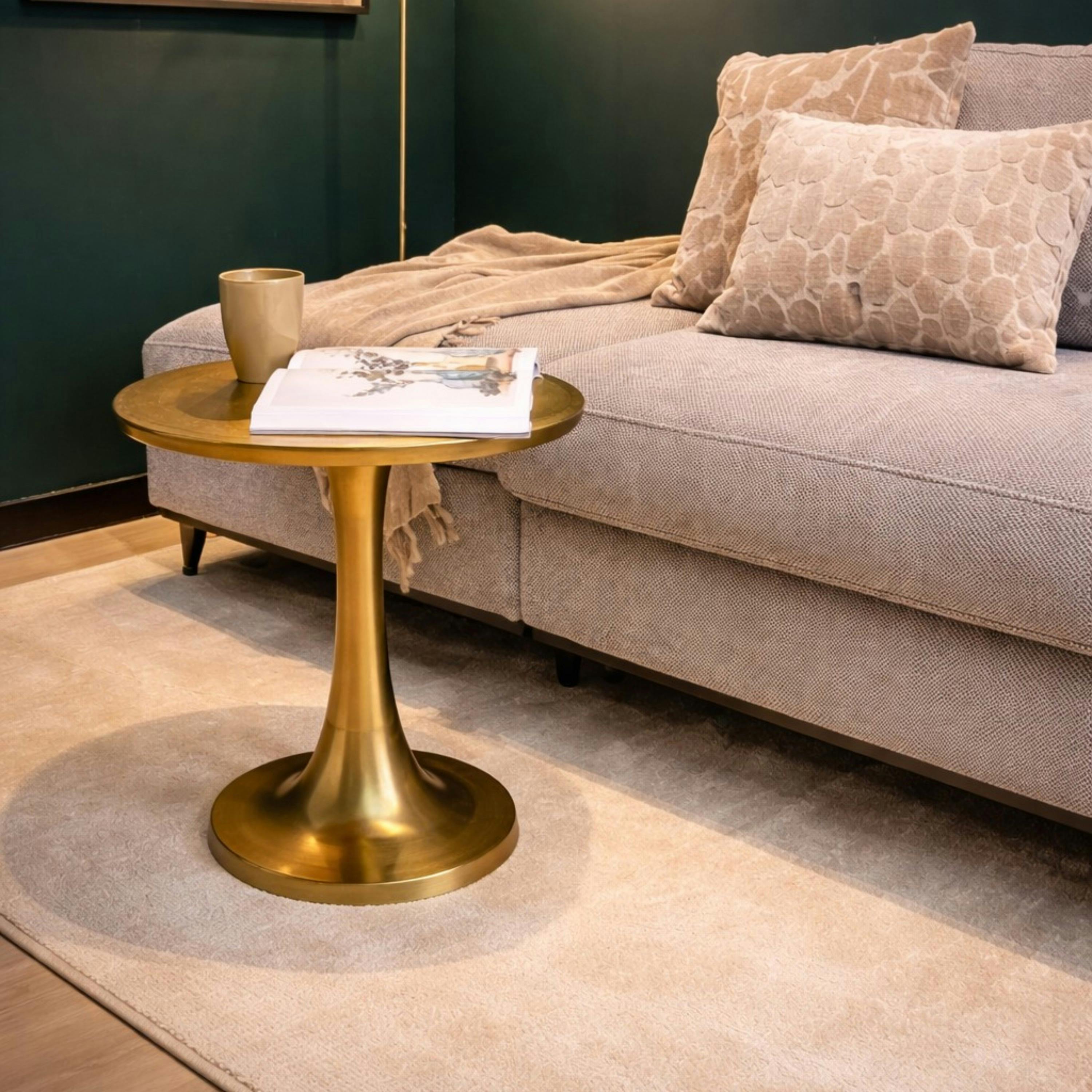 Table basse ronde dorée en aluminium Ø45 cm KANO