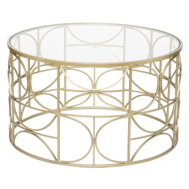Table basse ronde dorée motifs graphiques HIMALAYA