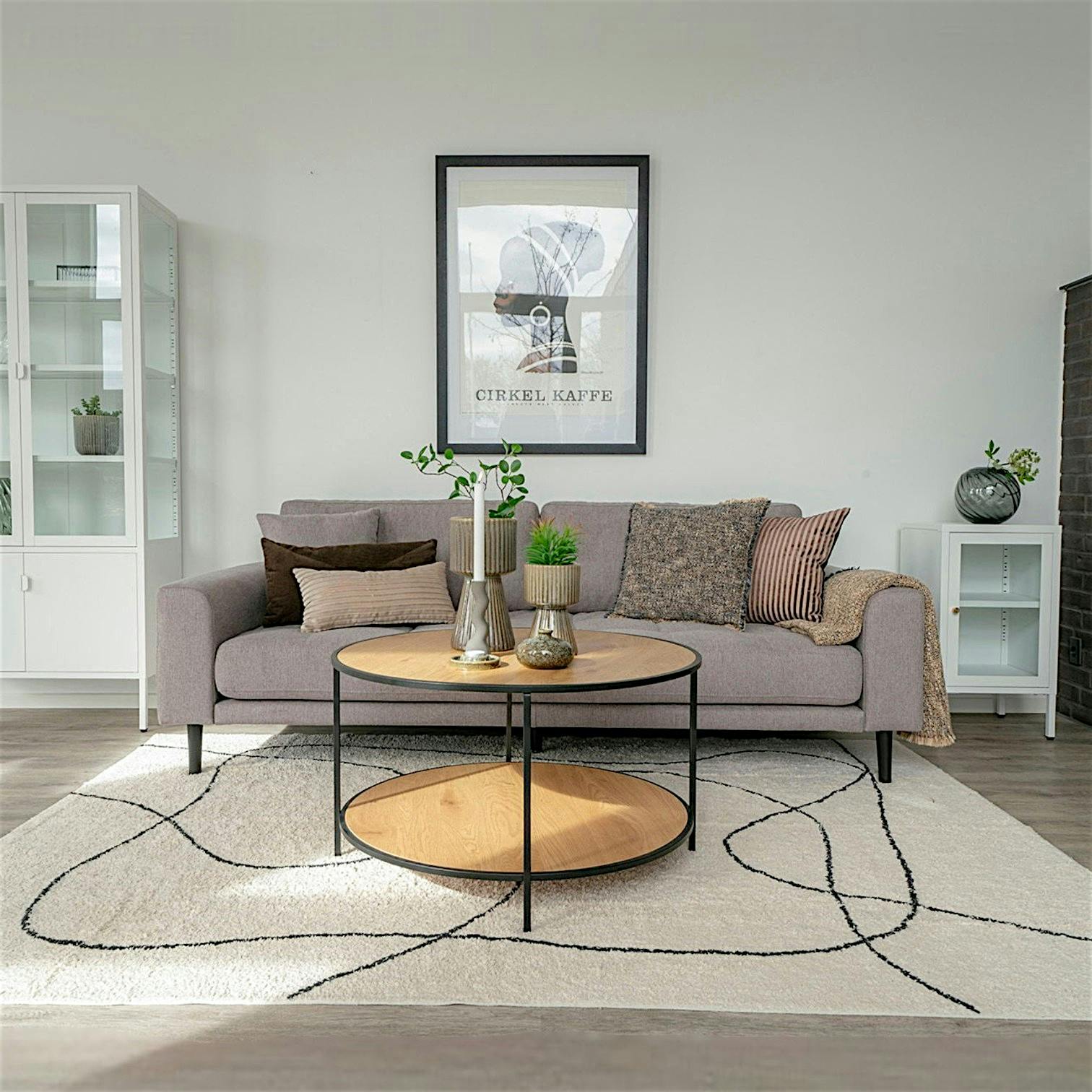 Table basse ronde double plateau effet bois clair VARDE