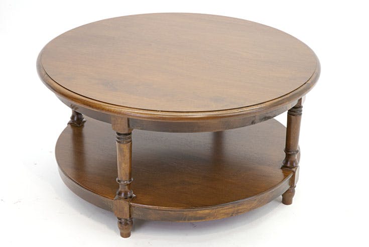 Table basse ronde double plateau hévéa D80cm TRADITION