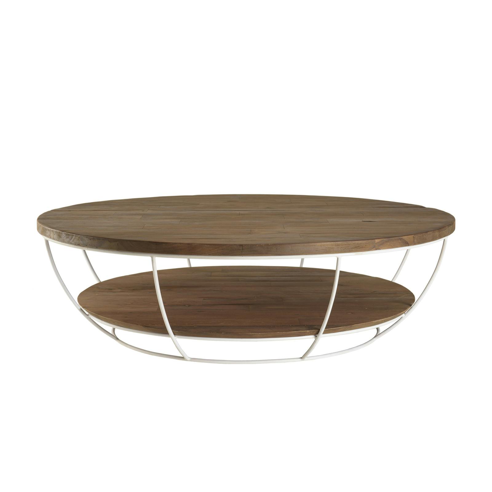 Table basse ronde double plateau métal blanc D 120 cm SWING | Tables ...