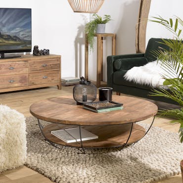 Table basse scandinave avec tiroirs en bois lima Couleur bois