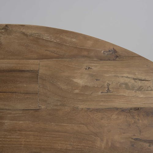 Table basse ronde 75cm teck recyclé naturel et métal noir contemporain  industriel swing Couleur bois naturel Pier Import