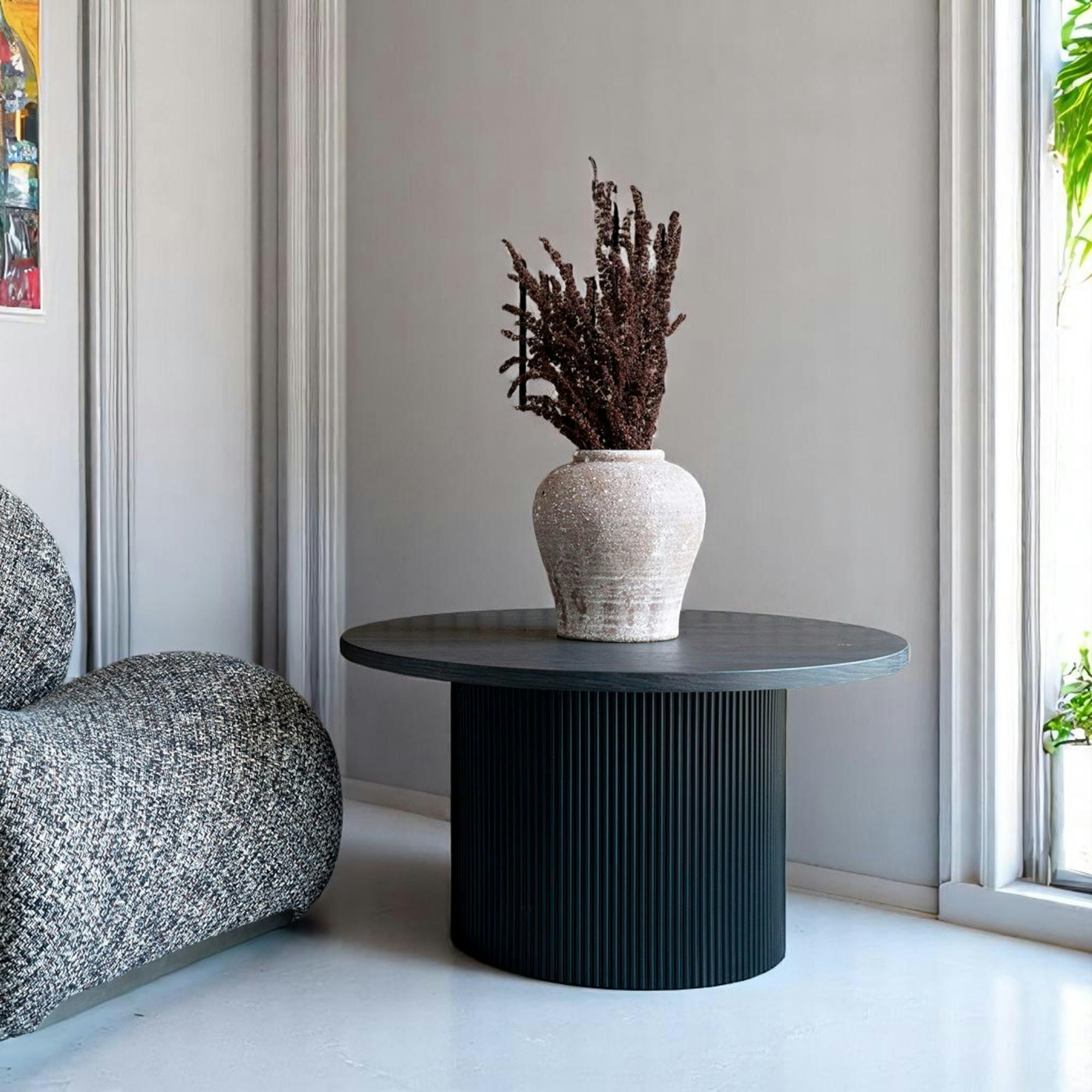 Table basse ronde effet bois foncé ø80 cm MATERA