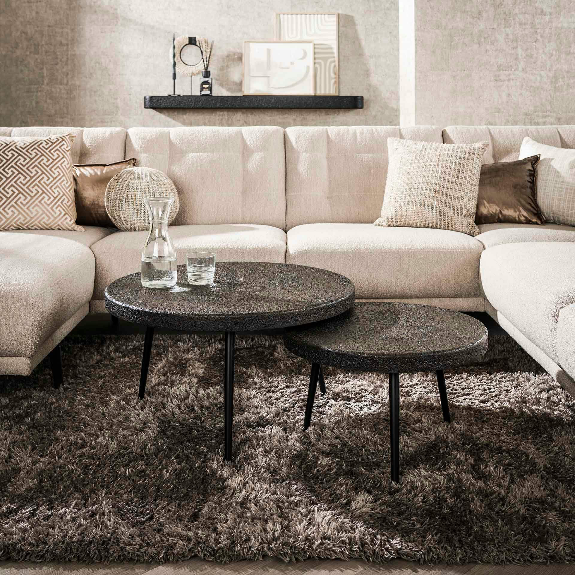 Table basse ronde effet métal vieilli (lot de 2) RALF