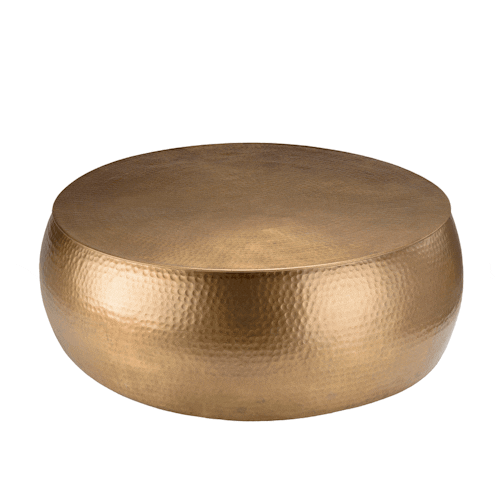 Table basse ronde en aluminium doré martelé 106 cm ZALA