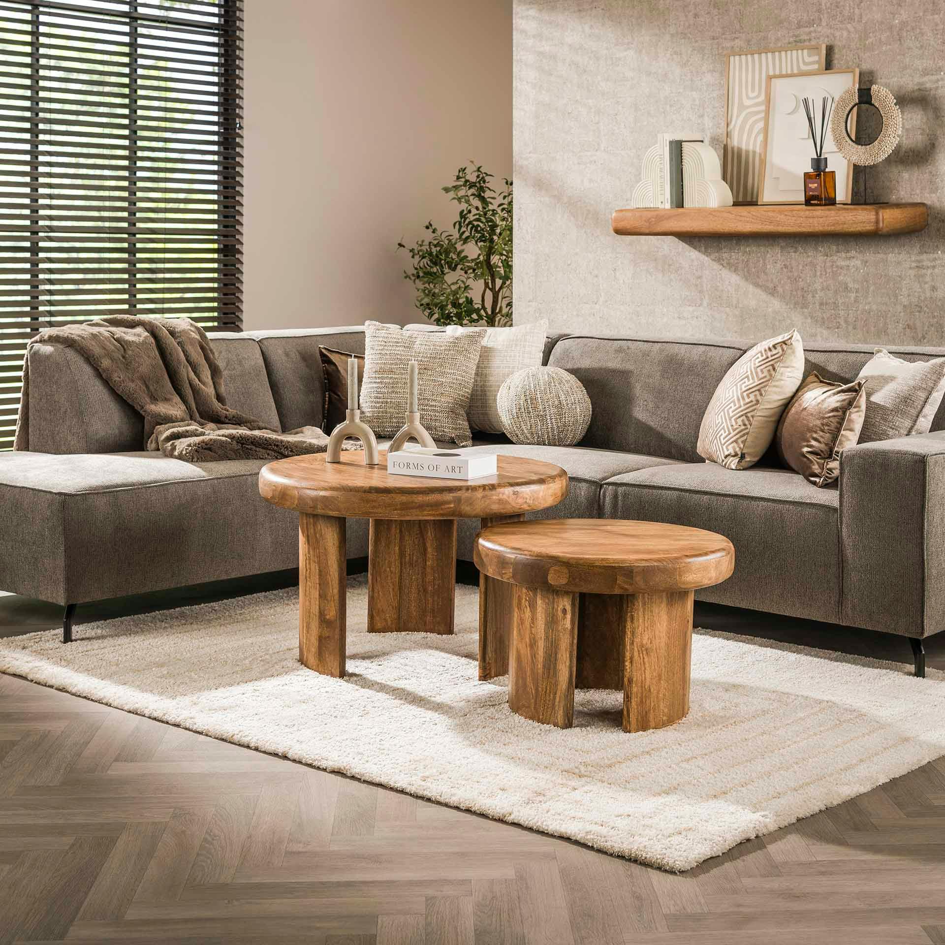Table basse ronde en bois de manguier durable (lot de 2) CREEK