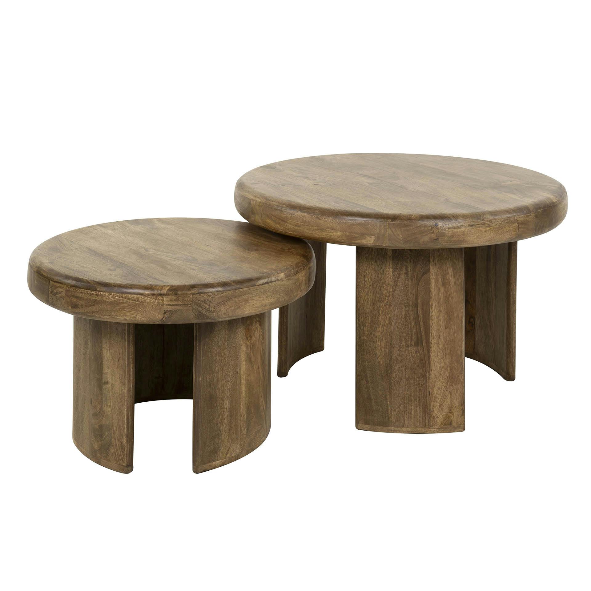 Table basse ronde en bois de manguier durable (lot de 2) CREEK