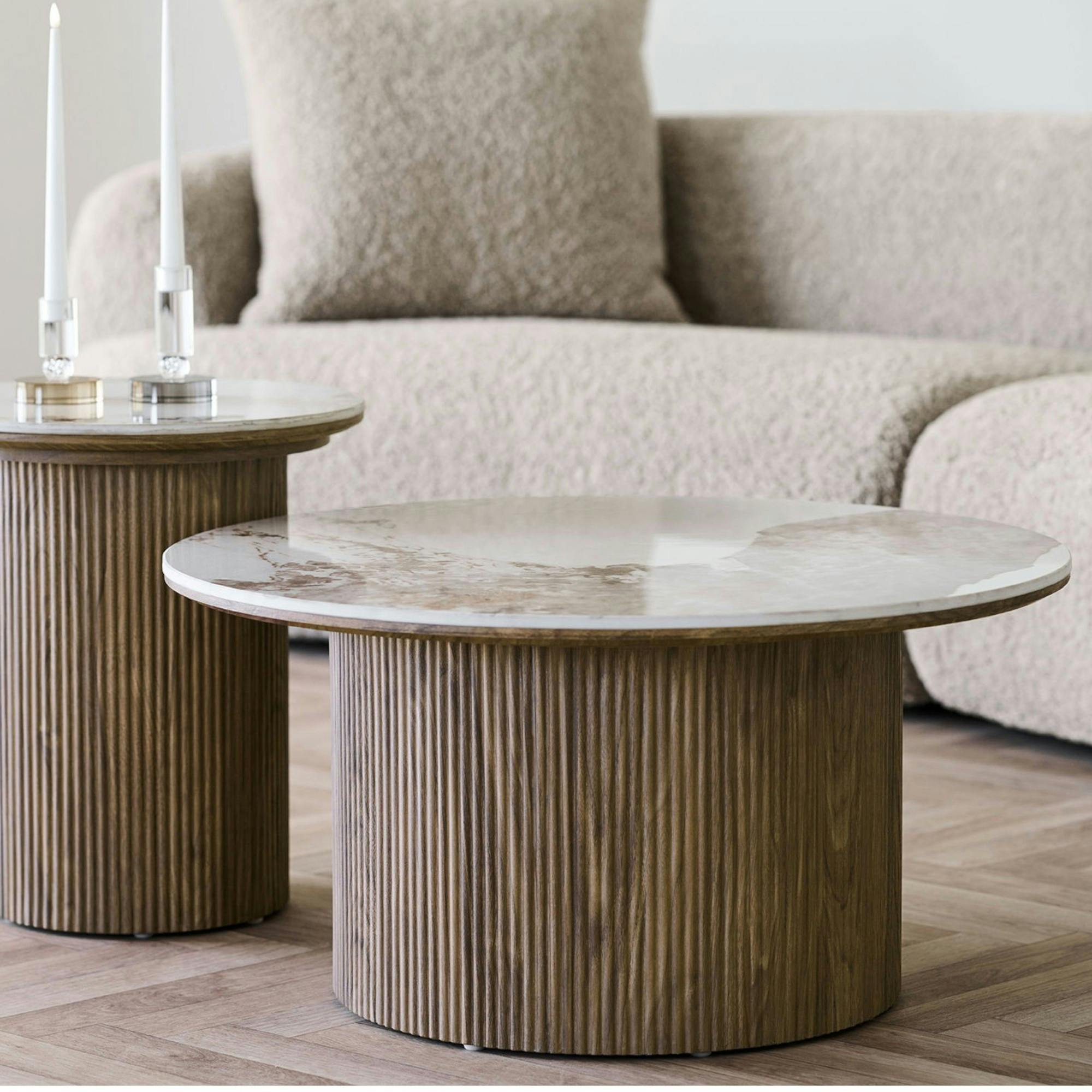 Table basse ronde en céramique effet marbre Ø80 cm PRATO