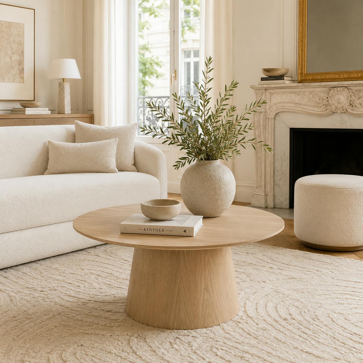 Table basse ronde en chêne clair LOREN