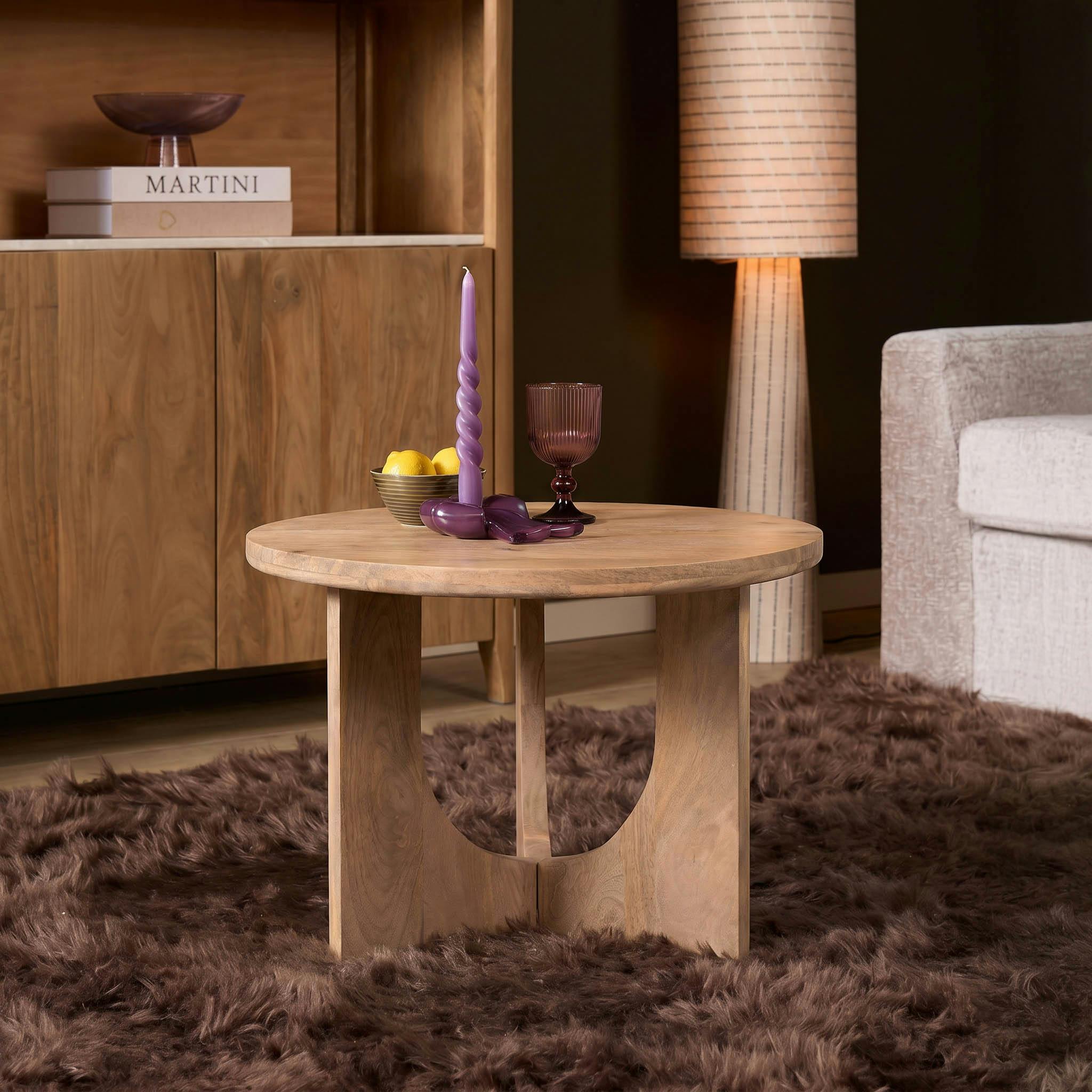 Table basse ronde en manguier sur trépied Ø60 cm ALMA