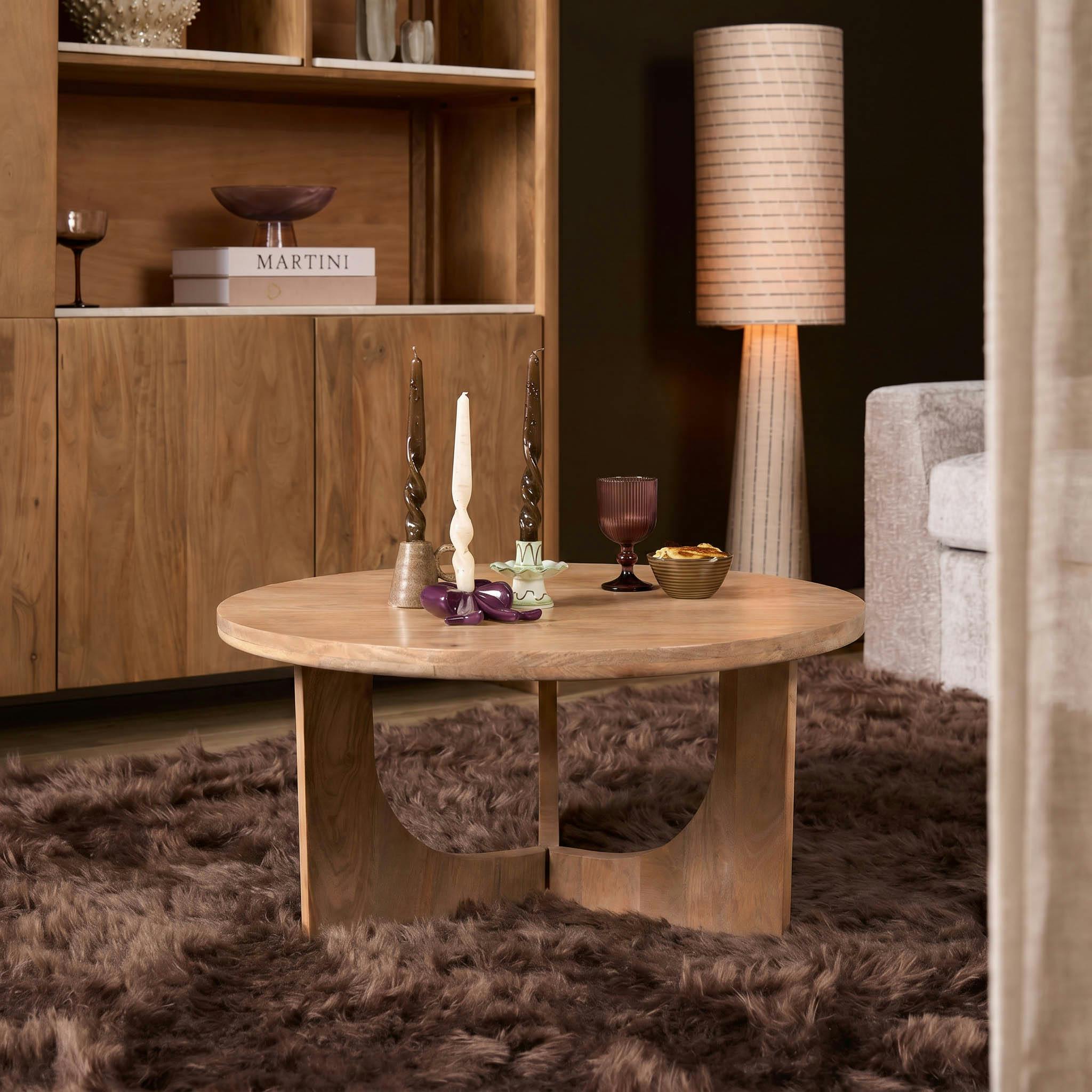 Table basse ronde en manguier sur trépied Ø80 cm ALMA