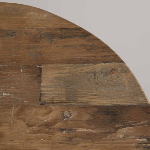 Table basse ronde en Teck recyclé et pieds métal blanc et bois D75xH41cm SWING