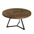 Table basse ronde en bois recycle et metal de style contemporain