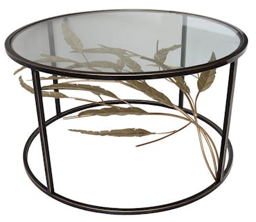  Table basse ronde feuillage doré HIMALAYA
