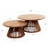 Table basse ronde gigogne motif baguette en bois de manguier (lot de 2) DELHI
