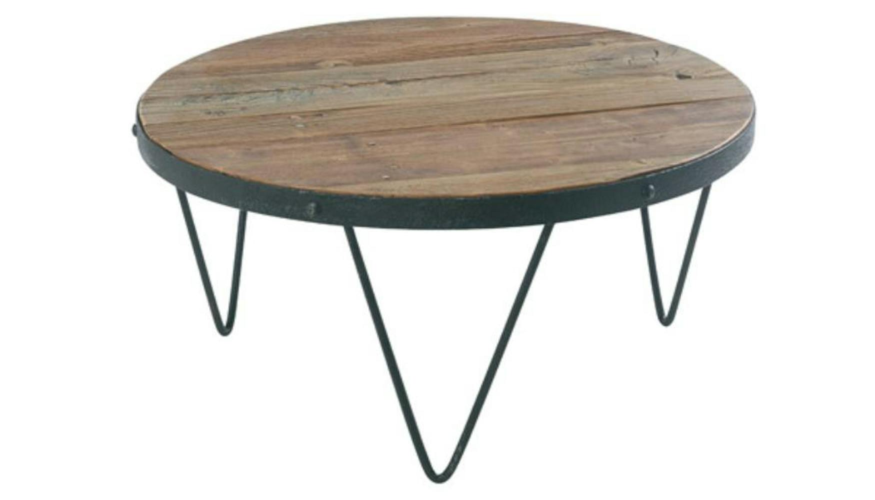 Table basse ronde Industrielle 80cm Orme recyclé SYNERGIE Tables basses Pier Import