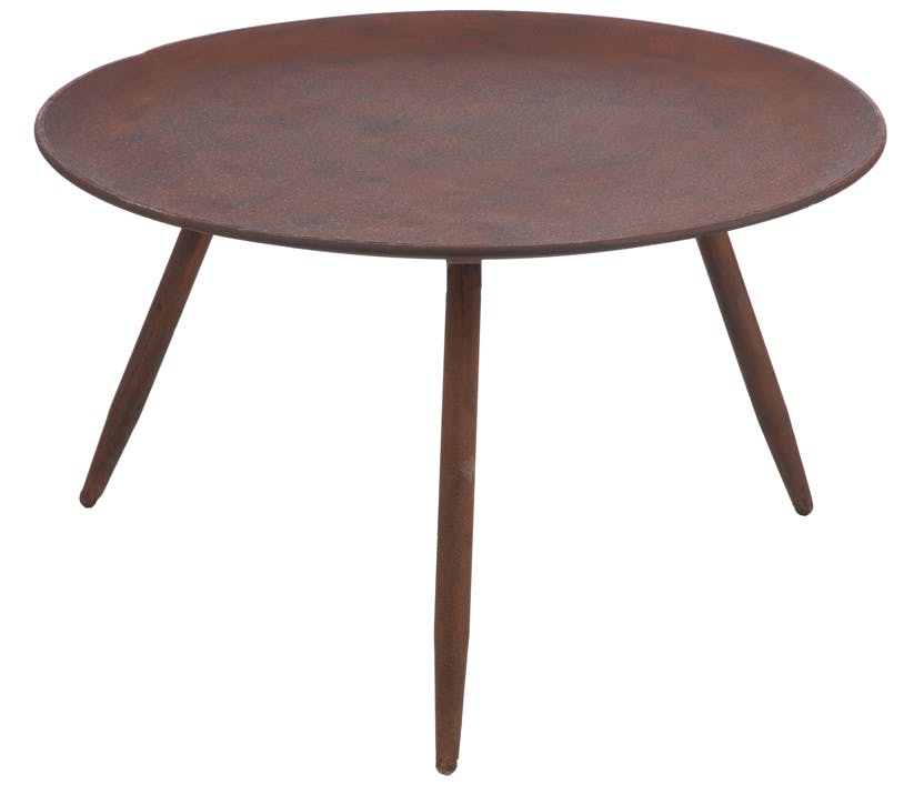 Table basse ronde métal aspect vieilli, D63 H39cm