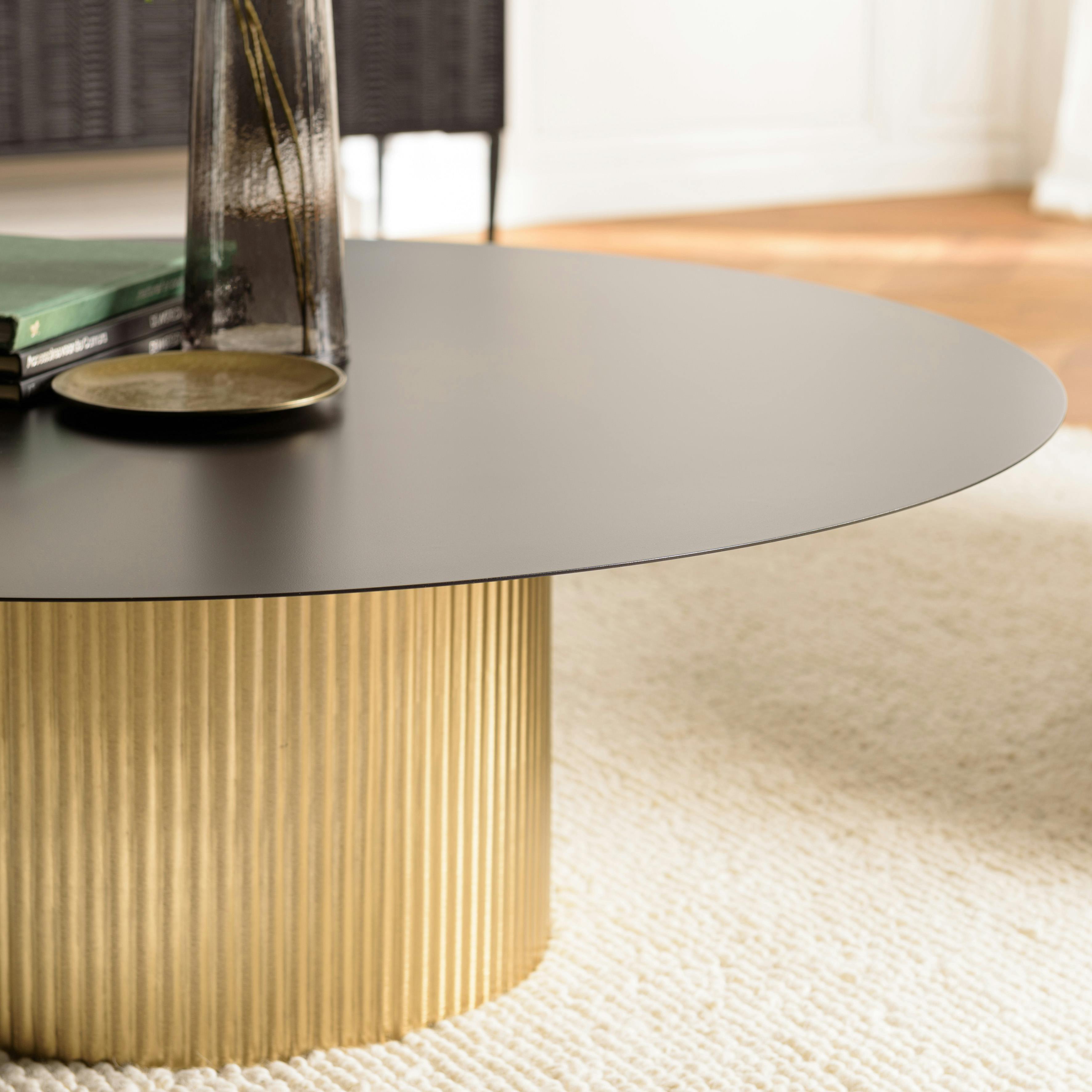 Table basse ronde métal noir pied central doré ZALA | Tables basses ...