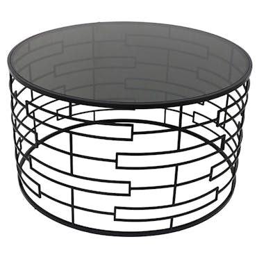 Table basse ronde noire motif art déco HIMALAYA