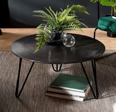  Table basse ronde en metal noir de style contemporain