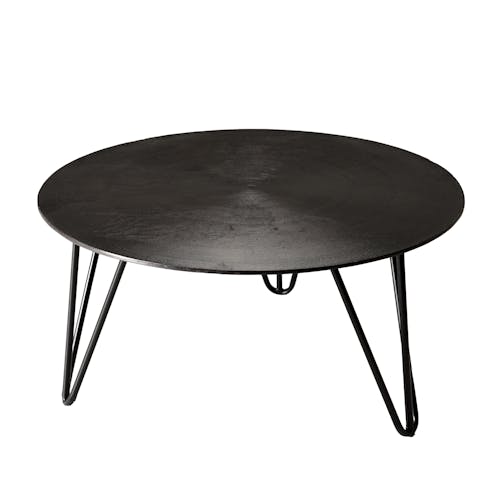 Table basse ronde en metal noir de style contemporain