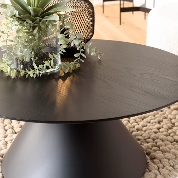 Table Basse Ronde ESituro 70x40 Cm Noir - Table D'appoint Métal Pour Intérieur/extérieur (balcon, Jardin, Salon)