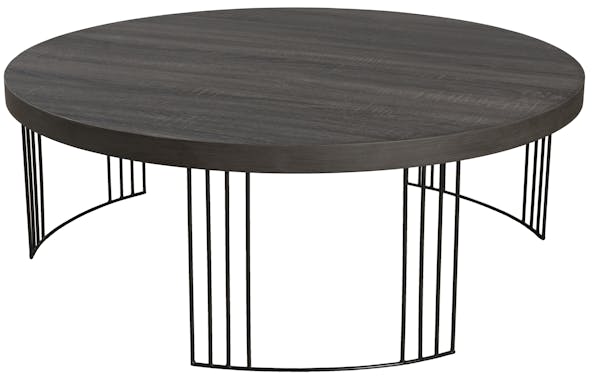 Table basse ronde en bois pieds metal de style contemporain