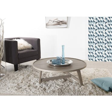 Table basse ronde en bois de style contemporain