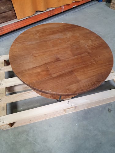 Table basse ronde teck recyclé et métal double plateau D80cm SWING