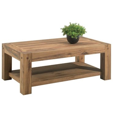 Table basse rectangulaire en bois double plateau de style campagne