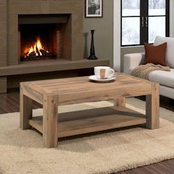 Table basse rectangulaire en bois double plateau de style campagne