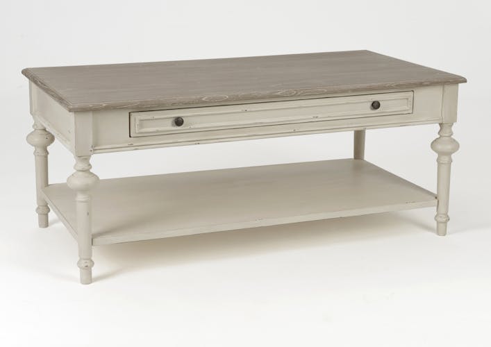 Table basse rectangulaire en bois blanc de style romantique