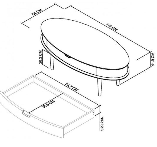 Table basse scandinave avec tiroir COPENHAGUE