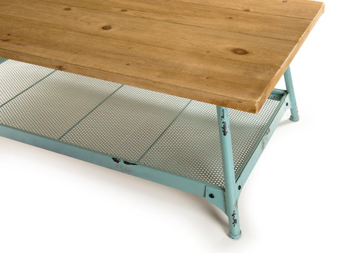Table basse rectangulaire en bois pieds metal de style industriel