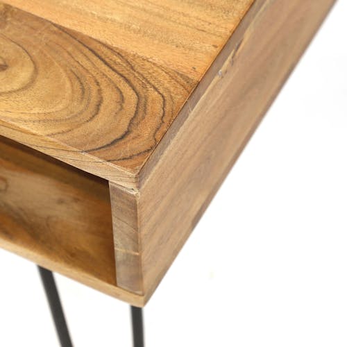 Table basse rectangulaire bois et pieds metal epingle style vintage