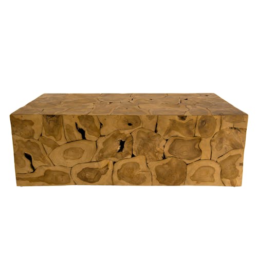 Table basse rectangulaire en bois de style exotique