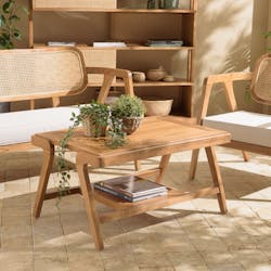 Table basse teck naturel 2 niveaux MANAK