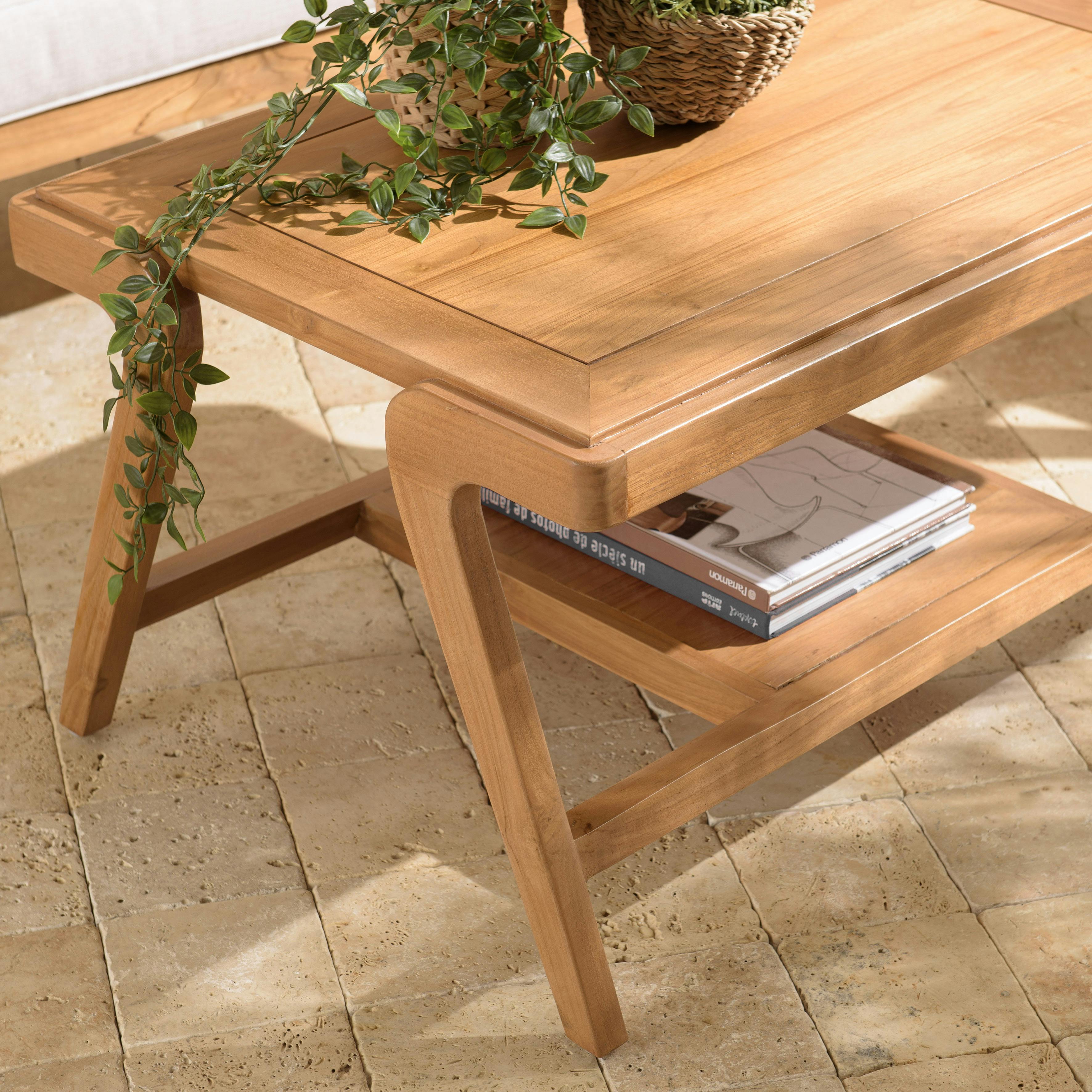 Table basse teck naturel 2 niveaux MANAK