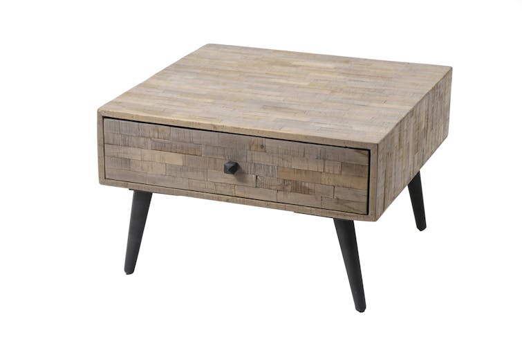 Table basse carree en bois recycle de style contemporain