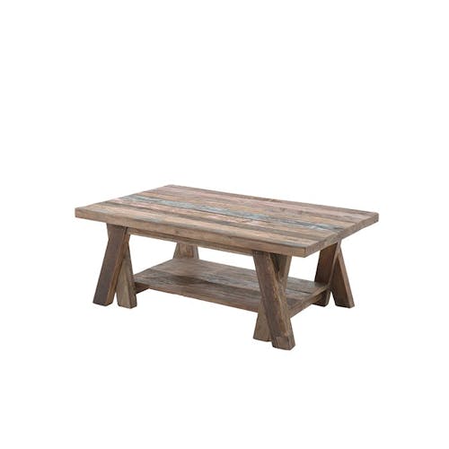 Table basse bois recycle deux plateaux de style campagne