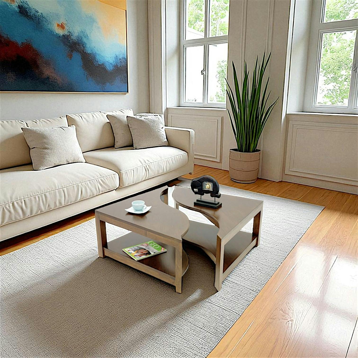 Table basse vague carrée TRADITION 85 cm