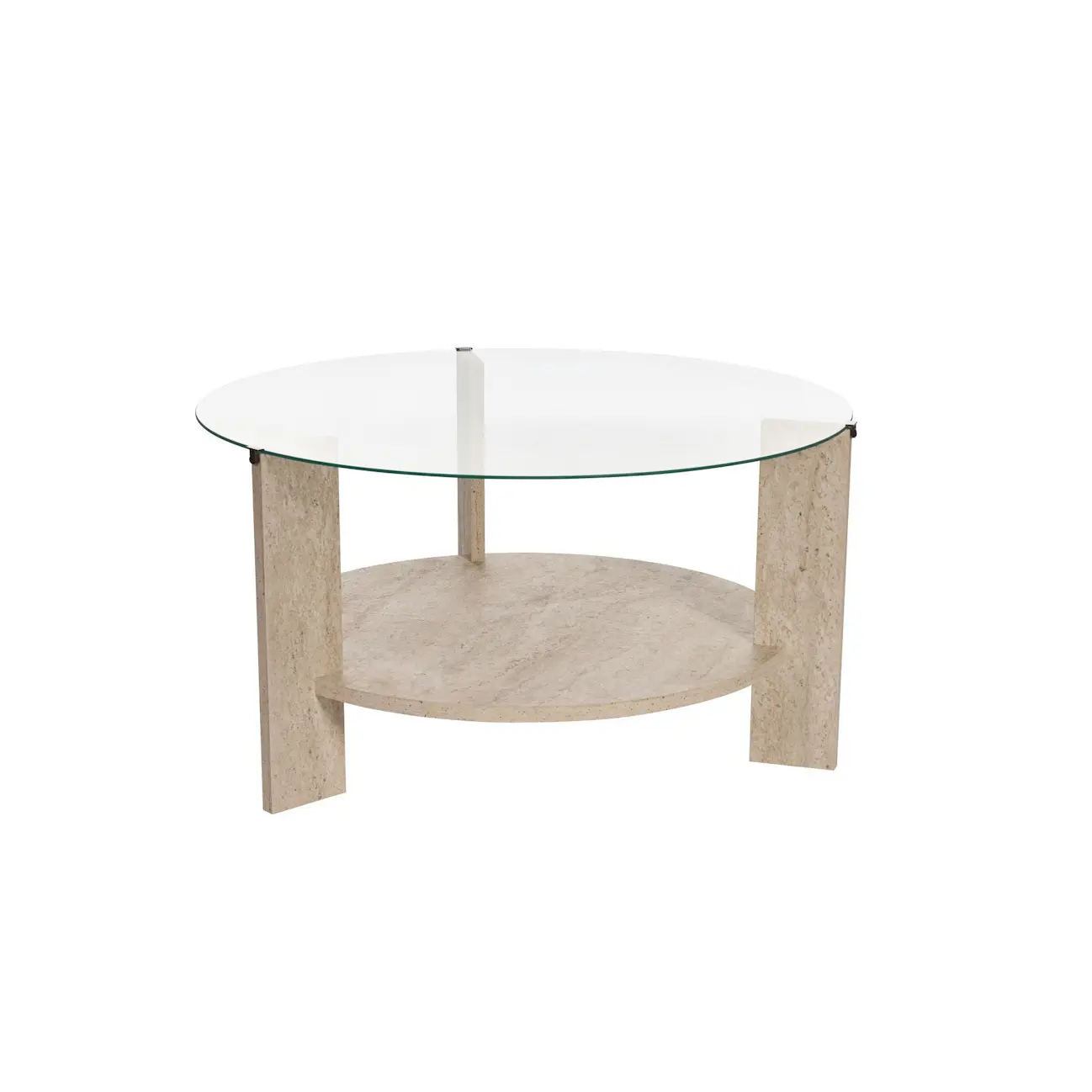 Table basse à double tête de bélier, base en bois Table basse à double tête de bélier, base en bois