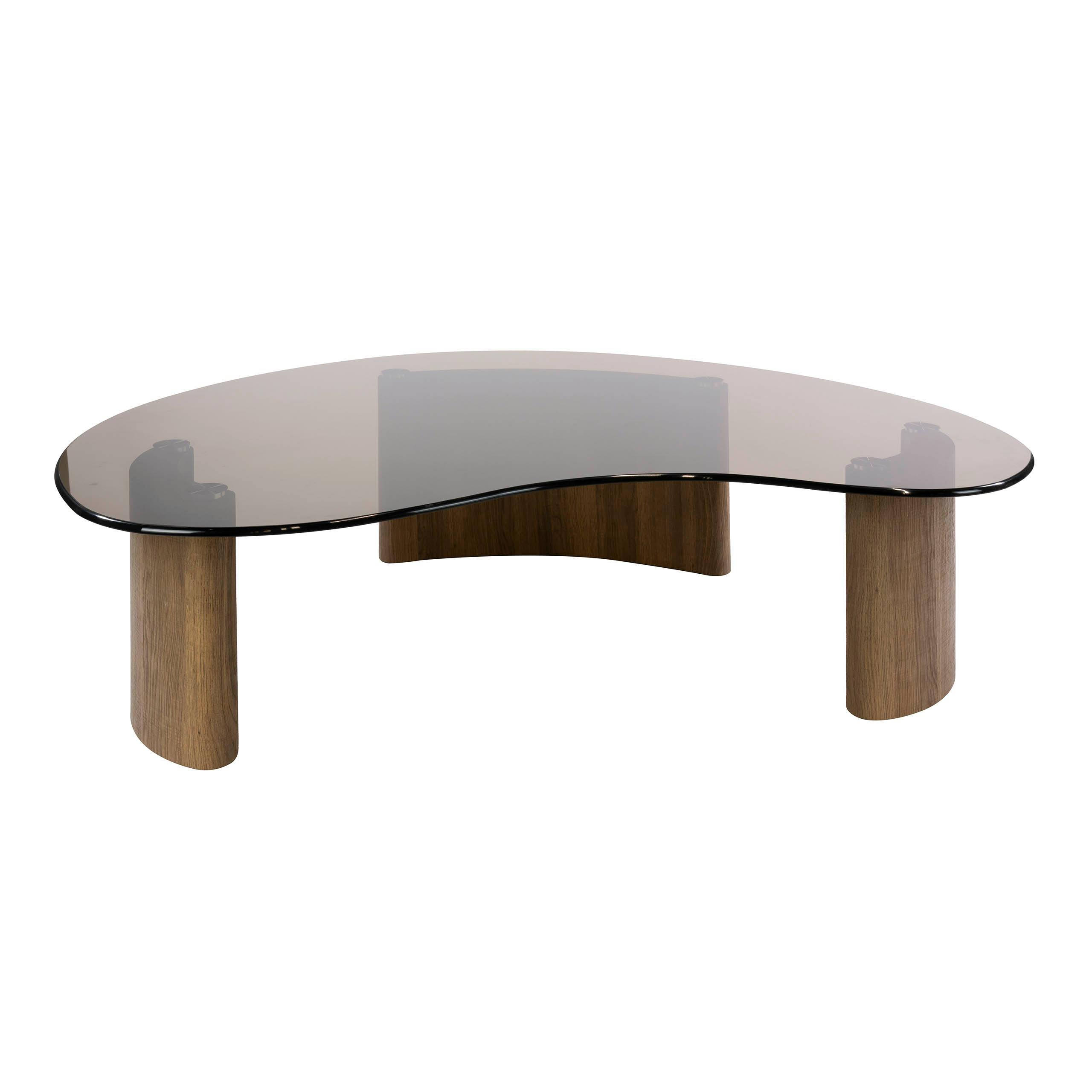 Table basse verre fumé design organique MILOS