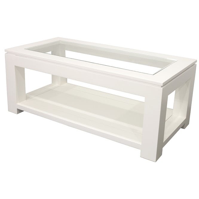 Table basse vitrée hévéa 100X50cm HELENA