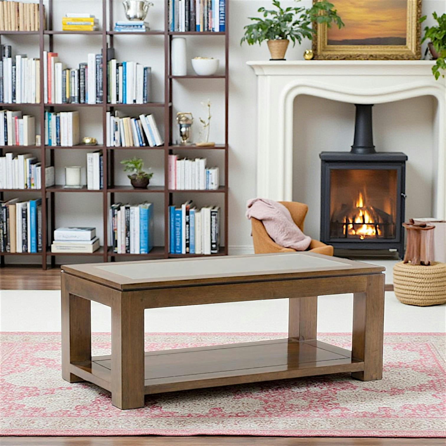 Table basse vitrée hévéa 100X50cm HELENA
